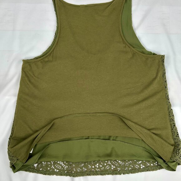 GAP Army Green Lace Overlay Tank Top Size M - Picture 5 of 9